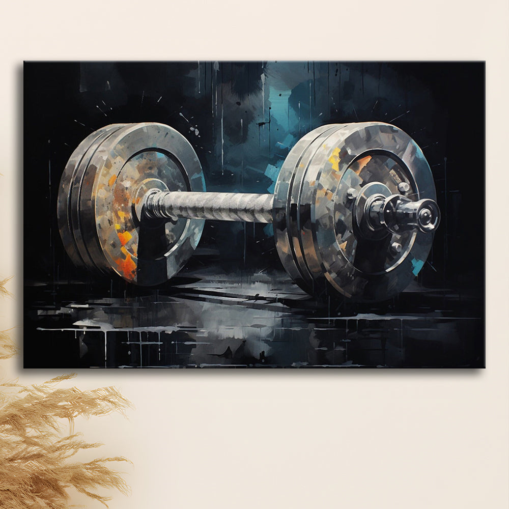 Barbell Graffiti Painting Canvas Print, Gym, Motivational Fitness Sports, Canvas Print Wall Art, Wall Decor, Painting Canvas