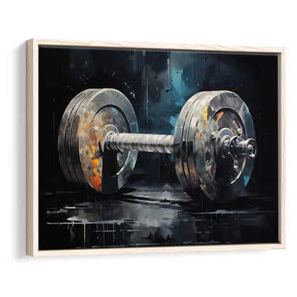 Barbell Graffiti Painting Canvas Print, Gym, Motivational Fitness Sports, Framed Canvas Print Wall Art, Floating Frame