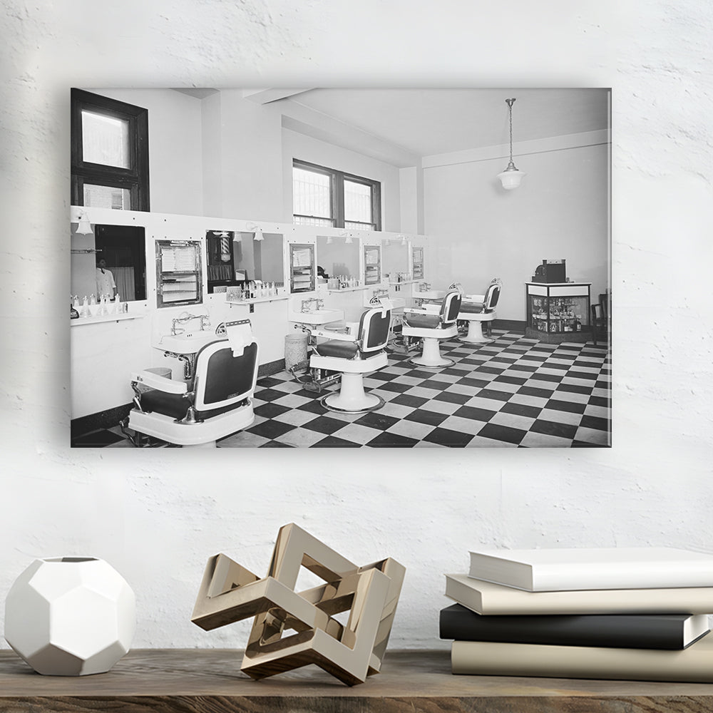 Barbershop & Hair Salon Black and White Art Retro Photography, Canvas Print Wall Art Decor