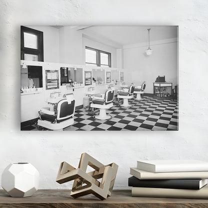 Barbershop & Hair Salon Black and White Art Retro Photography, Canvas Print Wall Art Decor
