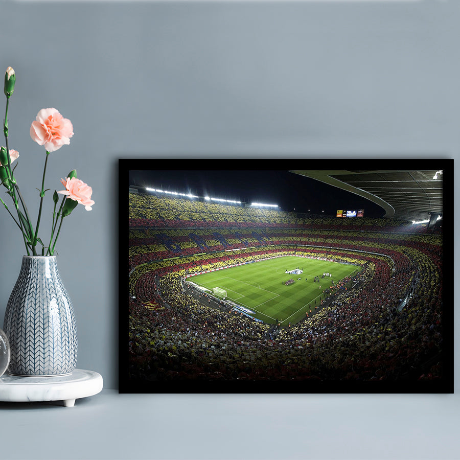 Barcelona Catalonia Football Stadium, Stadium Canvas, Sport Art, Gift for him, Framed Art Print Wall Decor, Picture Framed