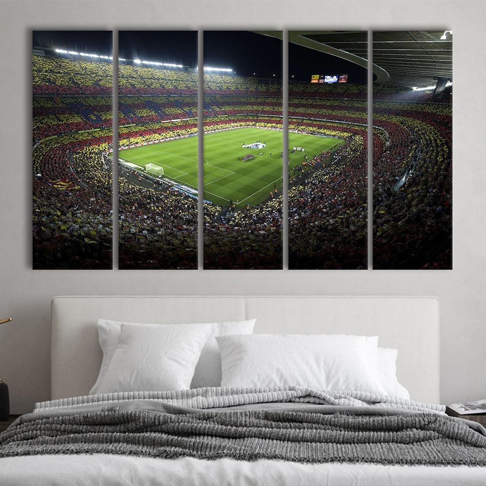 Barcelona Catalonia Football Stadium, Stadium Canvas, Sport Art, 5 Panel B, Extra Large Canvas, Canvas Print Wall Art