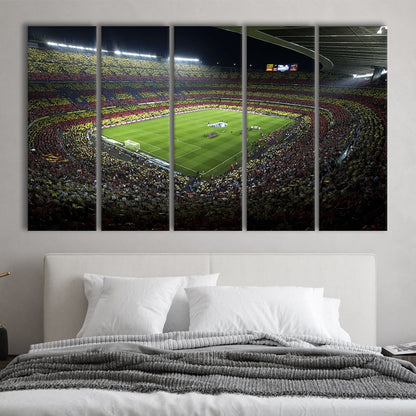 Barcelona Catalonia Football Stadium, Stadium Canvas, Sport Art, 5 Panel B, Extra Large Canvas, Canvas Print Wall Art