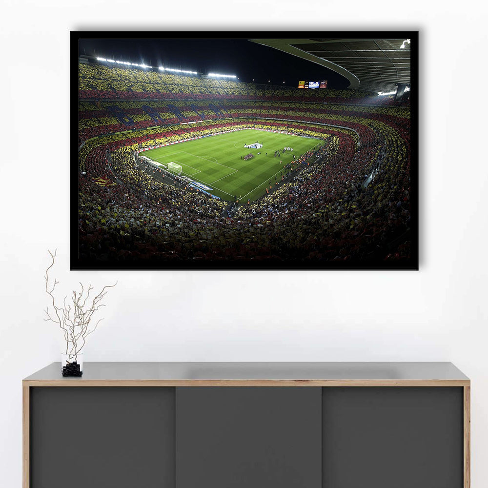 Barcelona Catalonia Football Stadium, Stadium Canvas, Sport Art, Gift for him, Framed Art Print Wall Decor, Picture Framed