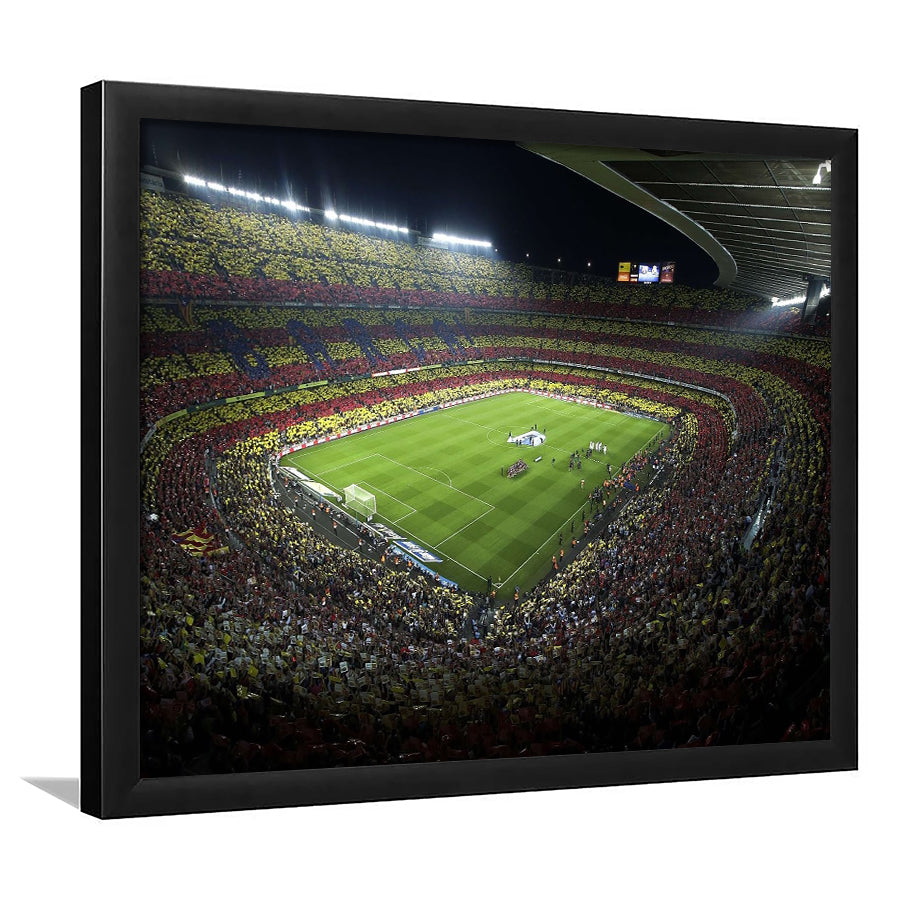 Barcelona Catalonia Football Stadium, Stadium Canvas, Sport Art, Gift for him, Framed Art Print Wall Decor, Picture Framed