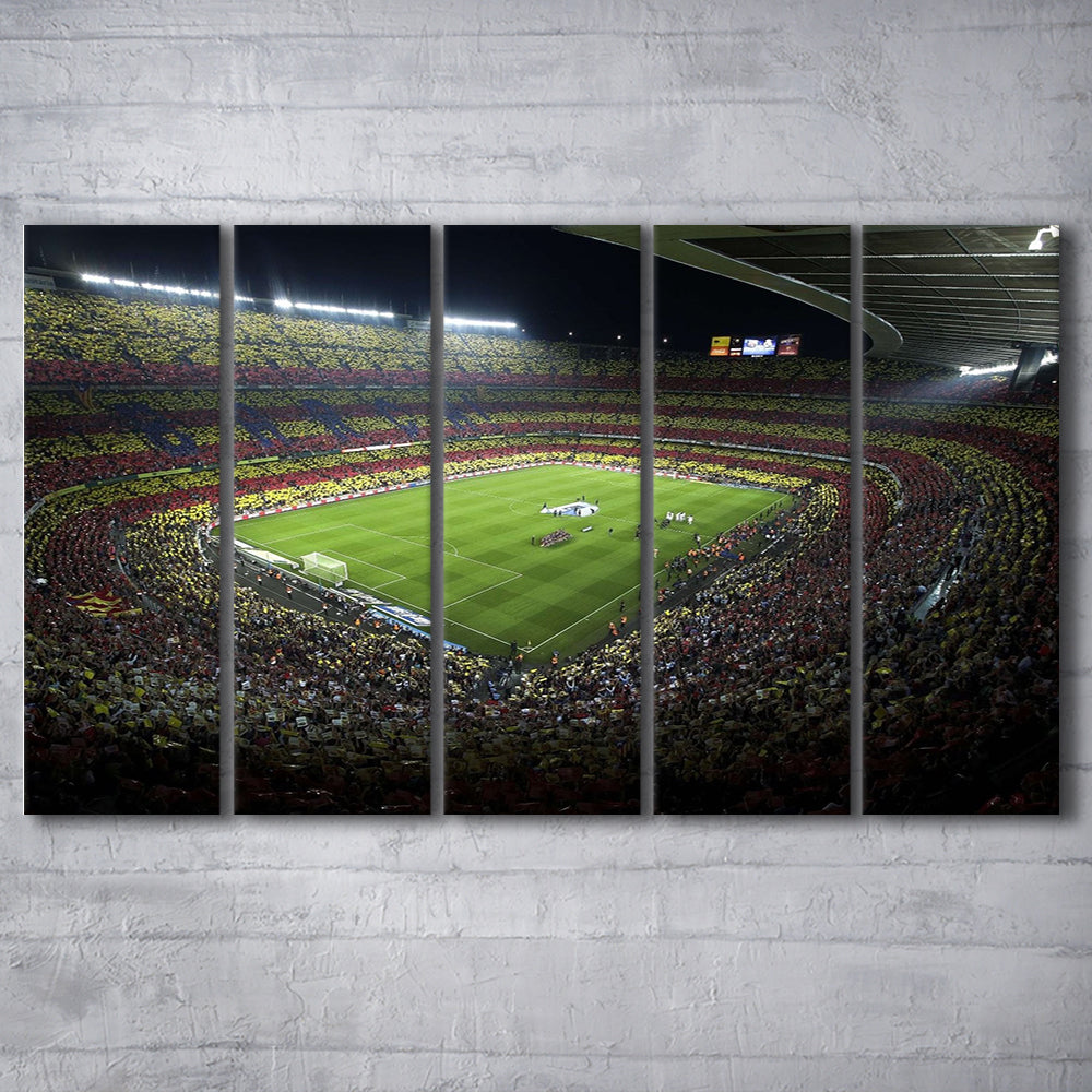 Barcelona Catalonia Football Stadium, Stadium Canvas, Sport Art, 5 Panel B, Extra Large Canvas, Canvas Print Wall Art