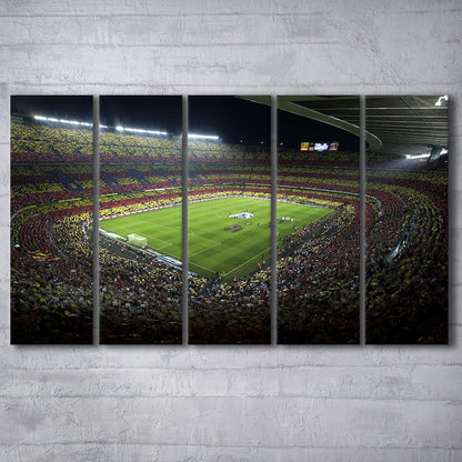 Barcelona Catalonia Football Stadium, Stadium Canvas, Sport Art, 5 Panel B, Extra Large Canvas, Canvas Print Wall Art