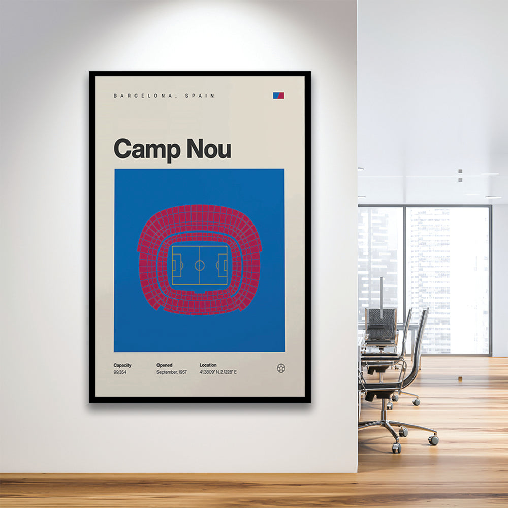 Barcelona Stadium Print, Camp Nou Stadium Football Print, Gifts for him, Sport Art, Framed Art Print Wall Decor