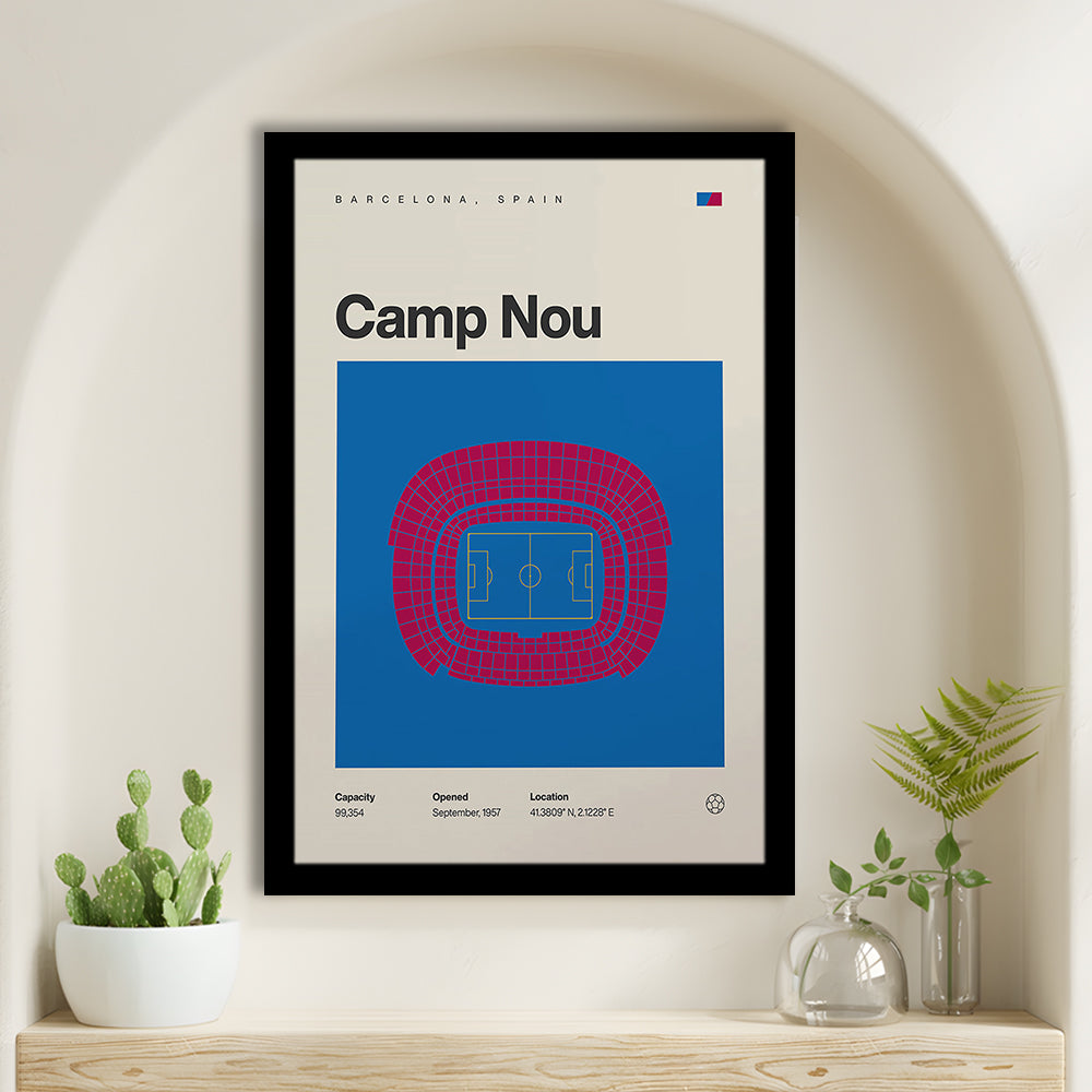 Barcelona Stadium Print, Camp Nou Stadium Football Print, Gifts for him, Sport Art, Framed Art Print Wall Decor