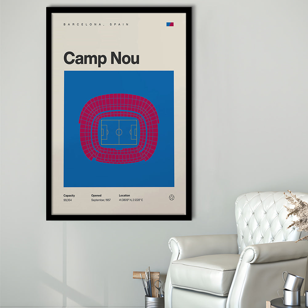 Barcelona Stadium Print, Camp Nou Stadium Football Print, Gifts for him, Sport Art, Framed Art Print Wall Decor