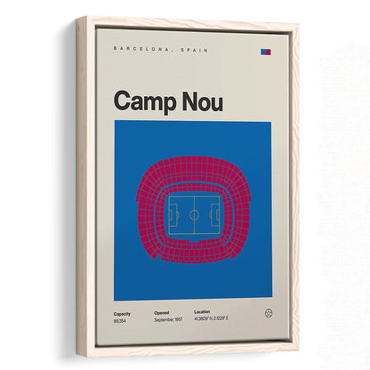 Barcelona Stadium Print, Camp Nou Stadium Football Print, Man Cave Gift, Floating Framed Canvas Print Wall Art