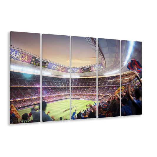 Barcelona Stadium, Stadium Canvas, Sport Art, 5 Panel B, Extra Large Canvas, Canvas Print Wall Art