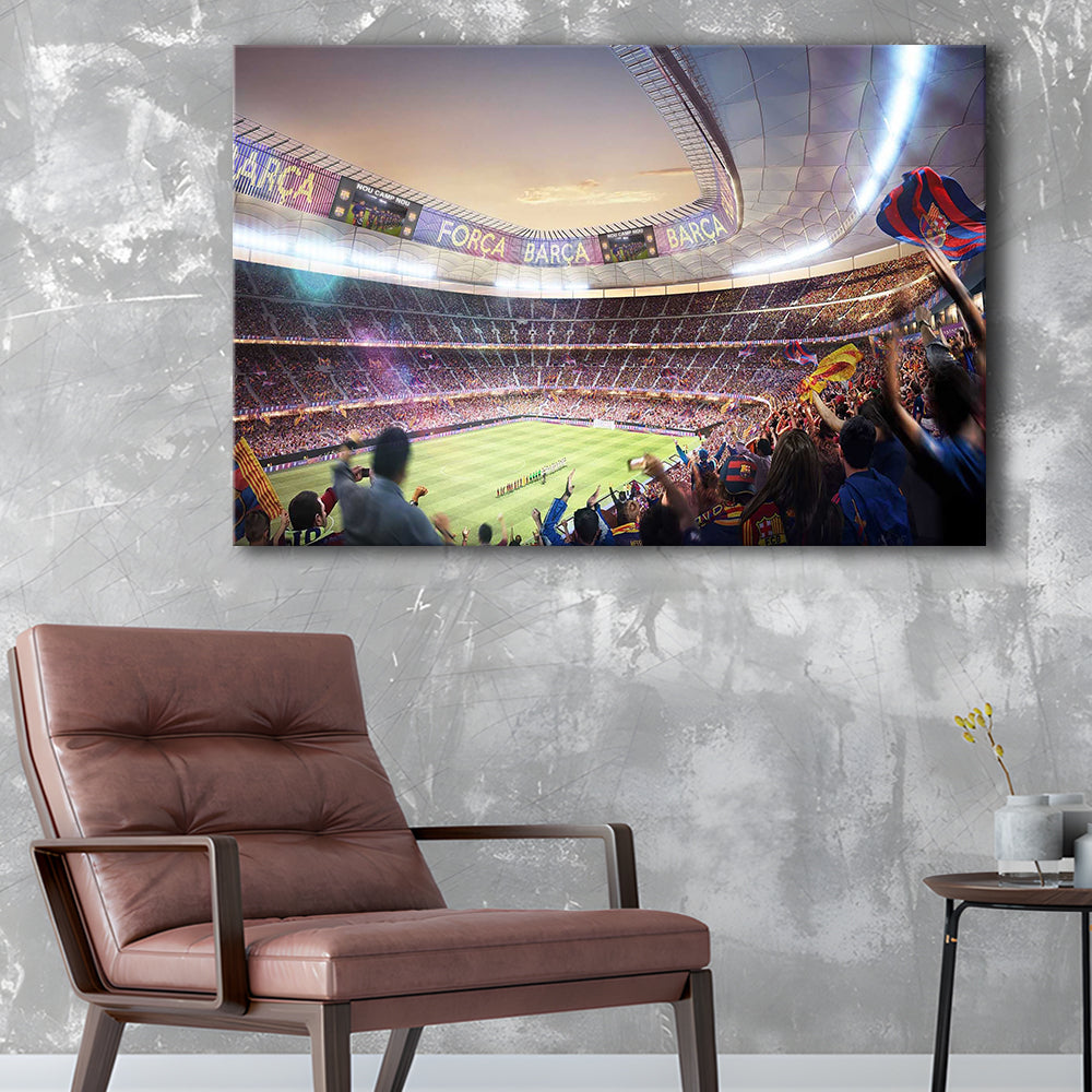 Barcelona Stadium, Stadium Canvas, Sport Art, Gift for him, Man Cave Decor, Art Print, Canvas Print Wall Art