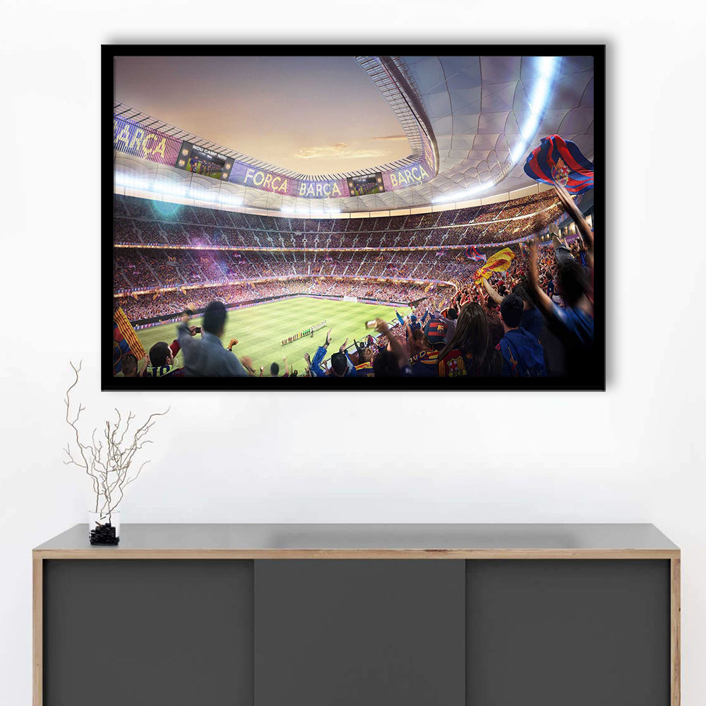 Barcelona Stadium, Stadium Canvas, Sport Art, Gift for him, Framed Art Print Wall Decor, Picture Framed