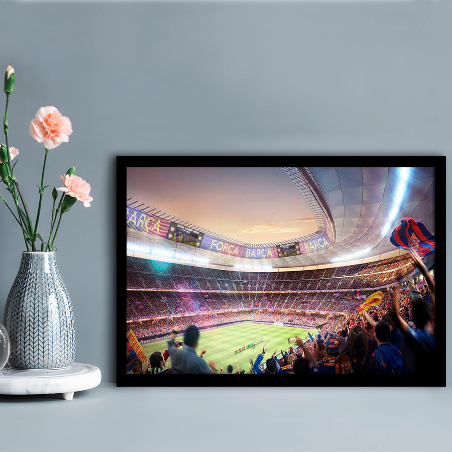 Barcelona Stadium, Stadium Canvas, Sport Art, Gift for him, Framed Art Print Wall Decor, Picture Framed