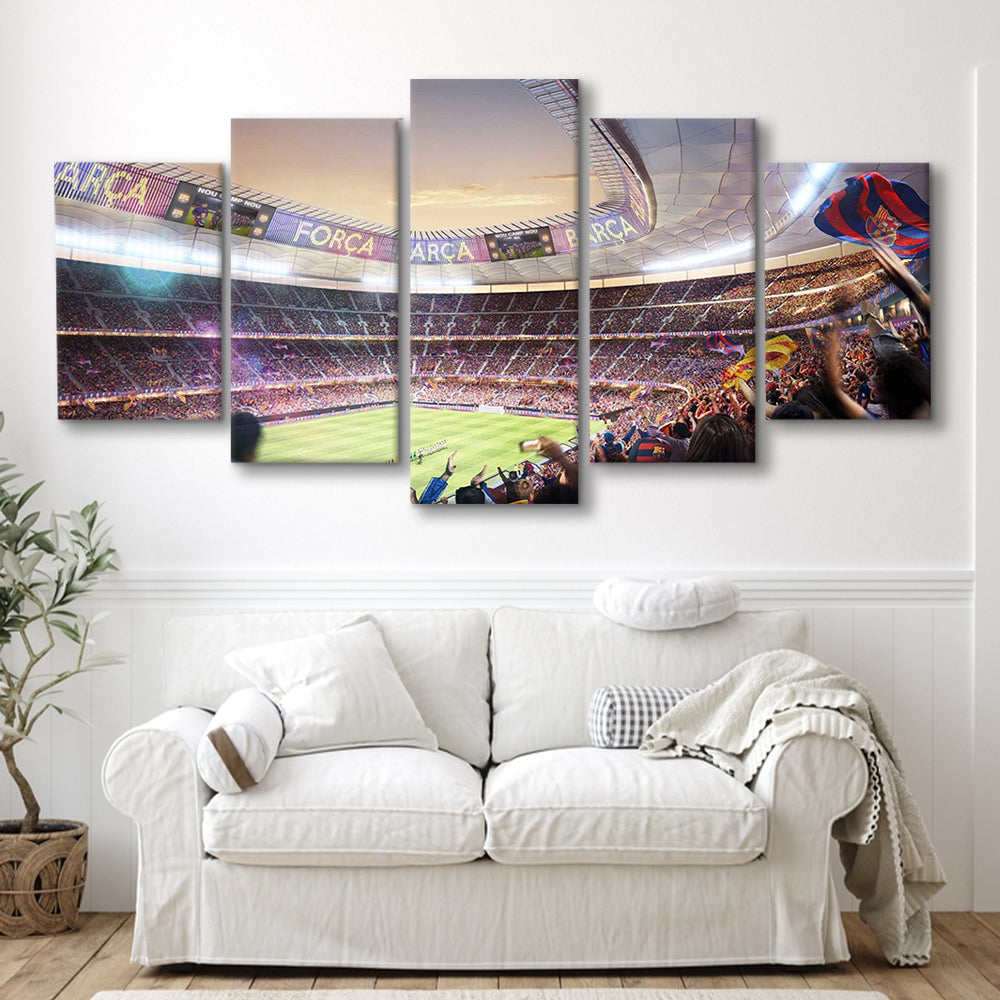 Barcelona Stadium, Stadium Canvas, Sport Art, Gift for him, 5 Panel, Large Canvas, Canvas Print Wall Art