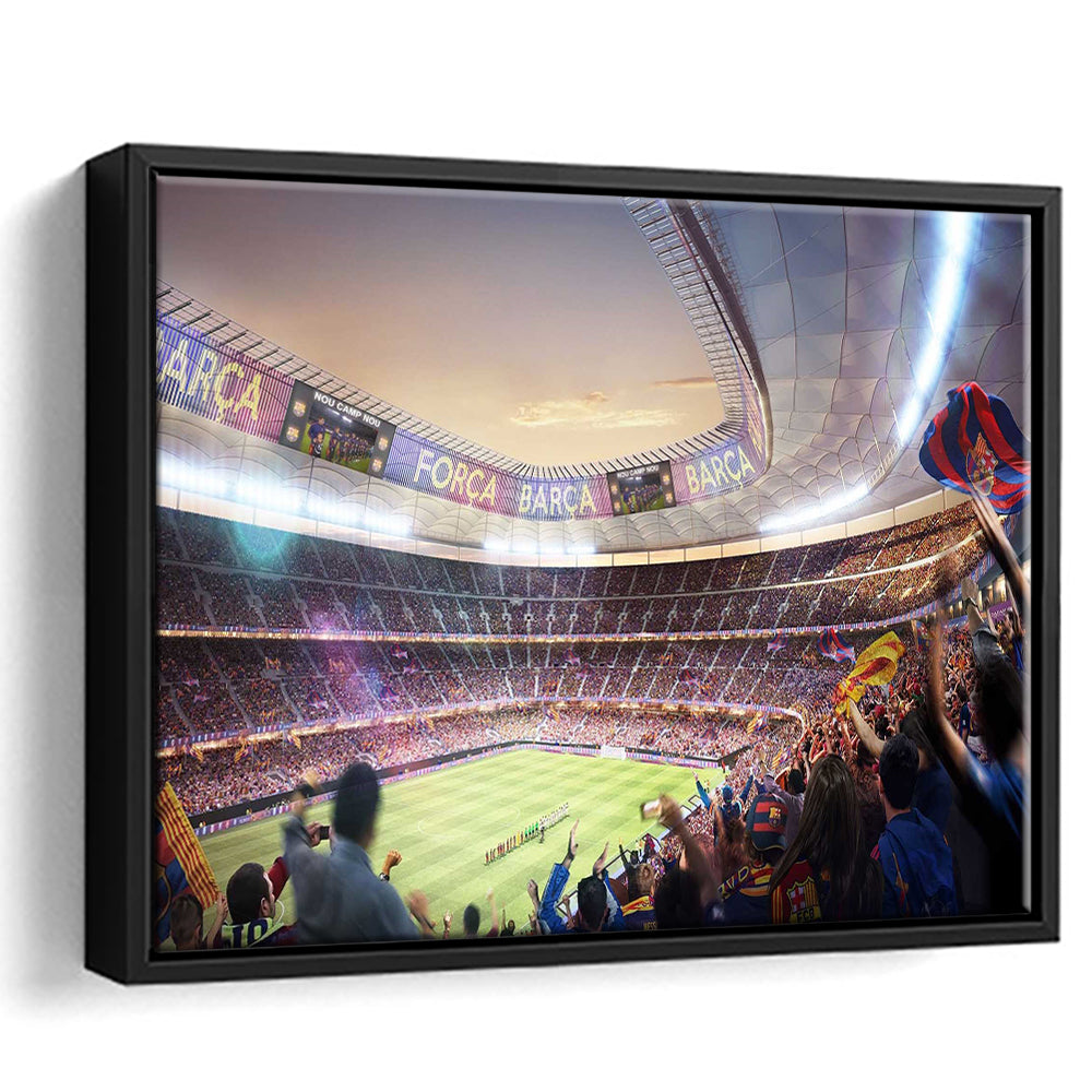 Barcelona Stadium, Stadium Canvas, Sport Art, Framed Canvas Print Wall Art, Floating Frame