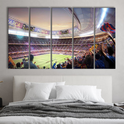 Barcelona Stadium, Stadium Canvas, Sport Art, 5 Panel B, Extra Large Canvas, Canvas Print Wall Art