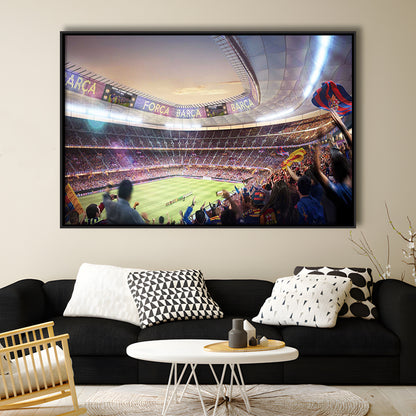 Barcelona Stadium, Stadium Canvas, Sport Art, Framed Canvas Print Wall Art, Floating Frame
