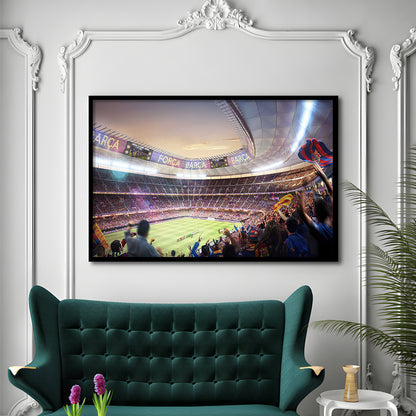 Barcelona Stadium, Stadium Canvas, Sport Art, Gift for him, Framed Art Print Wall Decor, Picture Framed