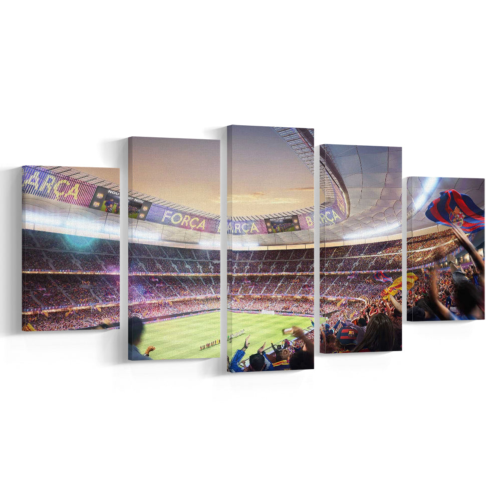 Barcelona Stadium, Stadium Canvas, Sport Art, Gift for him, 5 Panel, Large Canvas, Canvas Print Wall Art