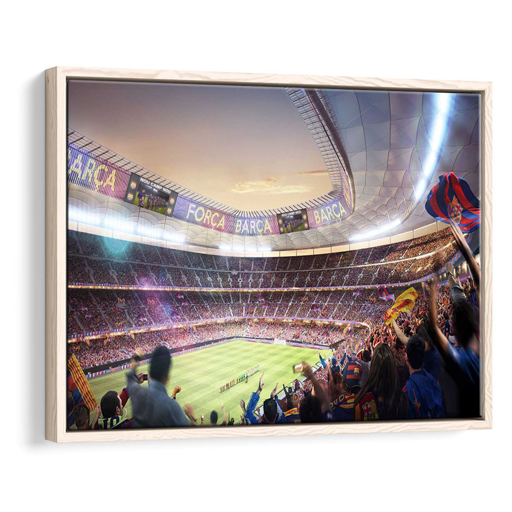 Barcelona Stadium, Stadium Canvas, Sport Art, Framed Canvas Print Wall Art, Floating Frame