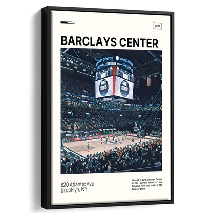 Barclays Center Print, Brooklyn Nets Stadium Canvas Art, Man Cave Gift, Floating Framed Canvas Print Wall Art