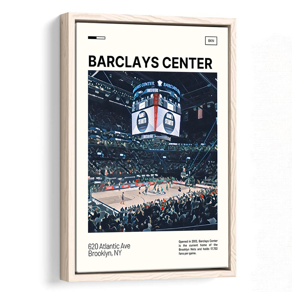 Barclays Center Print, Brooklyn Nets Stadium Canvas Art, Man Cave Gift, Floating Framed Canvas Print Wall Art