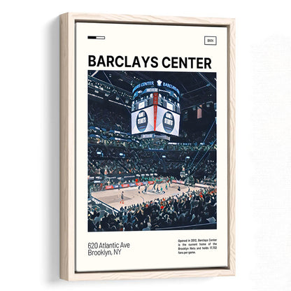 Barclays Center Print, Brooklyn Nets Stadium Canvas Art, Man Cave Gift, Floating Framed Canvas Print Wall Art