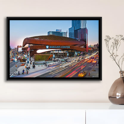 Barclays Center, Stadium Canvas, Sport Art, Framed Canvas Print Wall Art, Floating Frame