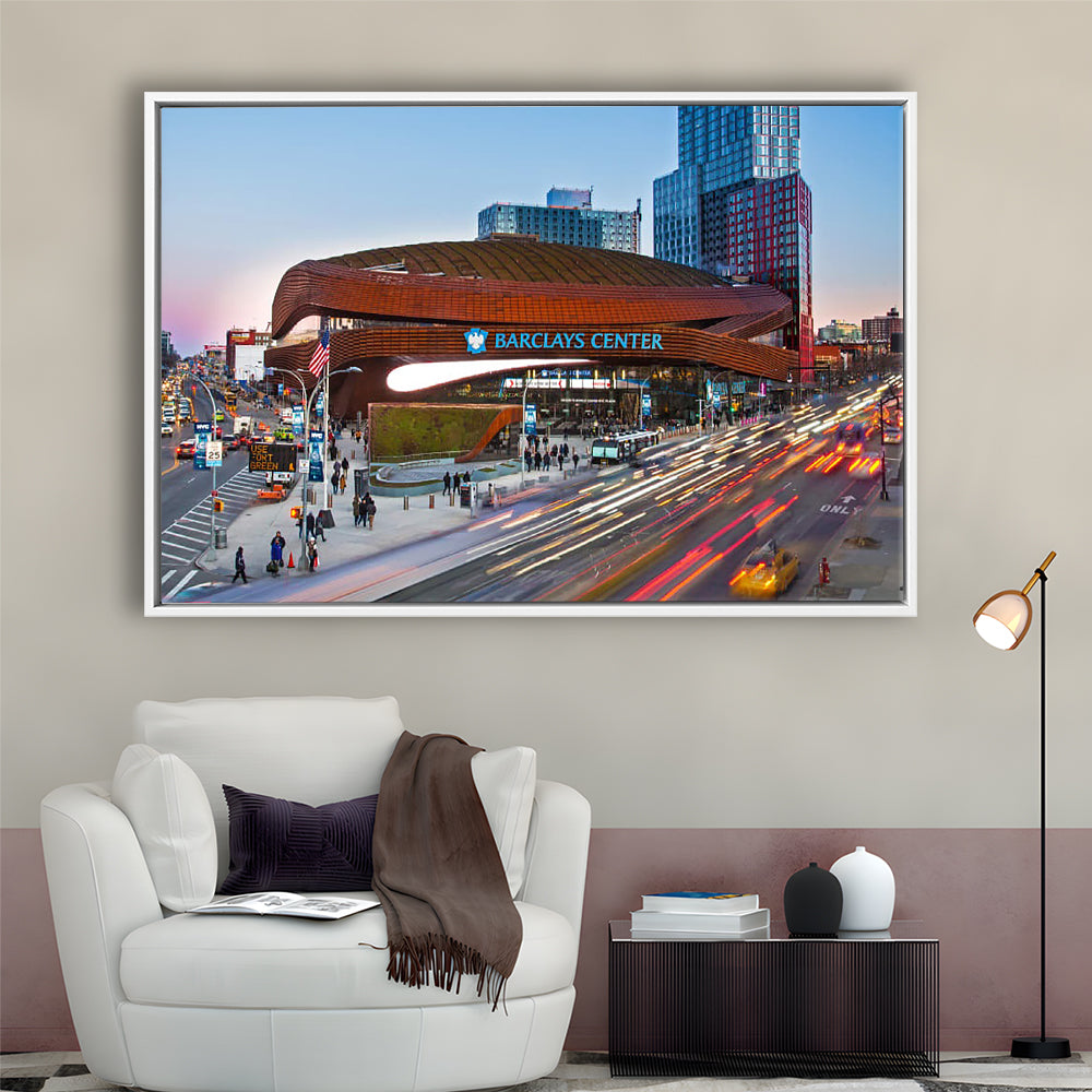 Barclays Center, Stadium Canvas, Sport Art, Framed Canvas Print Wall Art, Floating Frame
