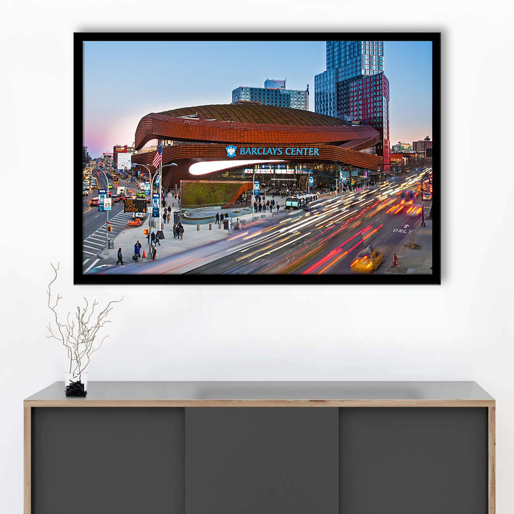 Barclays Center, Stadium Canvas, Sport Art, Gift for him, Framed Art Print Wall Decor, Picture Framed