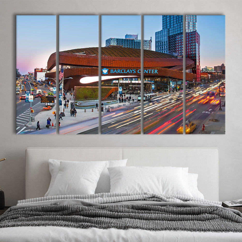 Barclays Center, Stadium Canvas, Sport Art, 5 Panel B, Extra Large Canvas, Canvas Print Wall Art
