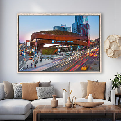 Barclays Center, Stadium Canvas, Sport Art, Framed Canvas Print Wall Art, Floating Frame