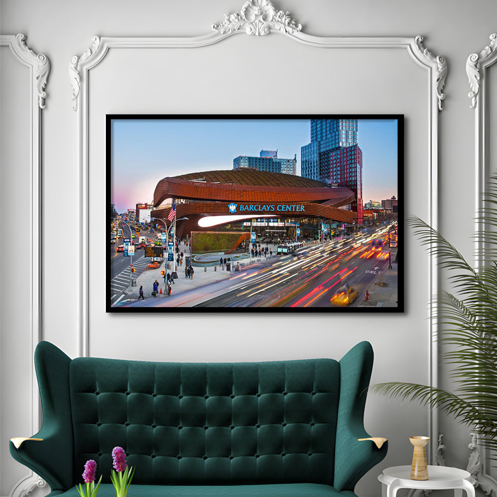 Barclays Center, Stadium Canvas, Sport Art, Gift for him, Framed Art Print Wall Decor, Picture Framed