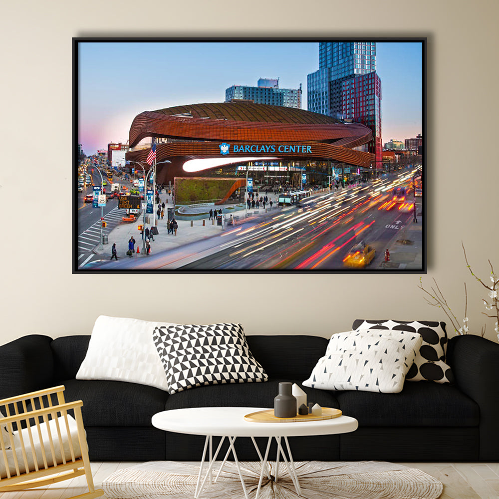Barclays Center, Stadium Canvas, Sport Art, Framed Canvas Print Wall Art, Floating Frame