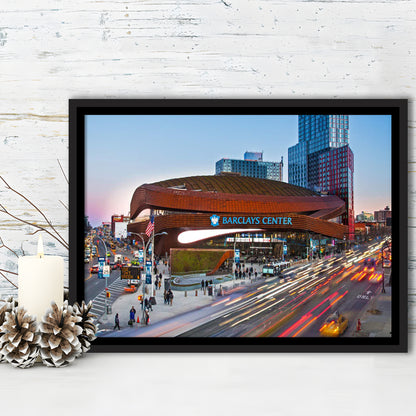 Barclays Center, Stadium Canvas, Sport Art, Framed Canvas Print Wall Art, Floating Frame
