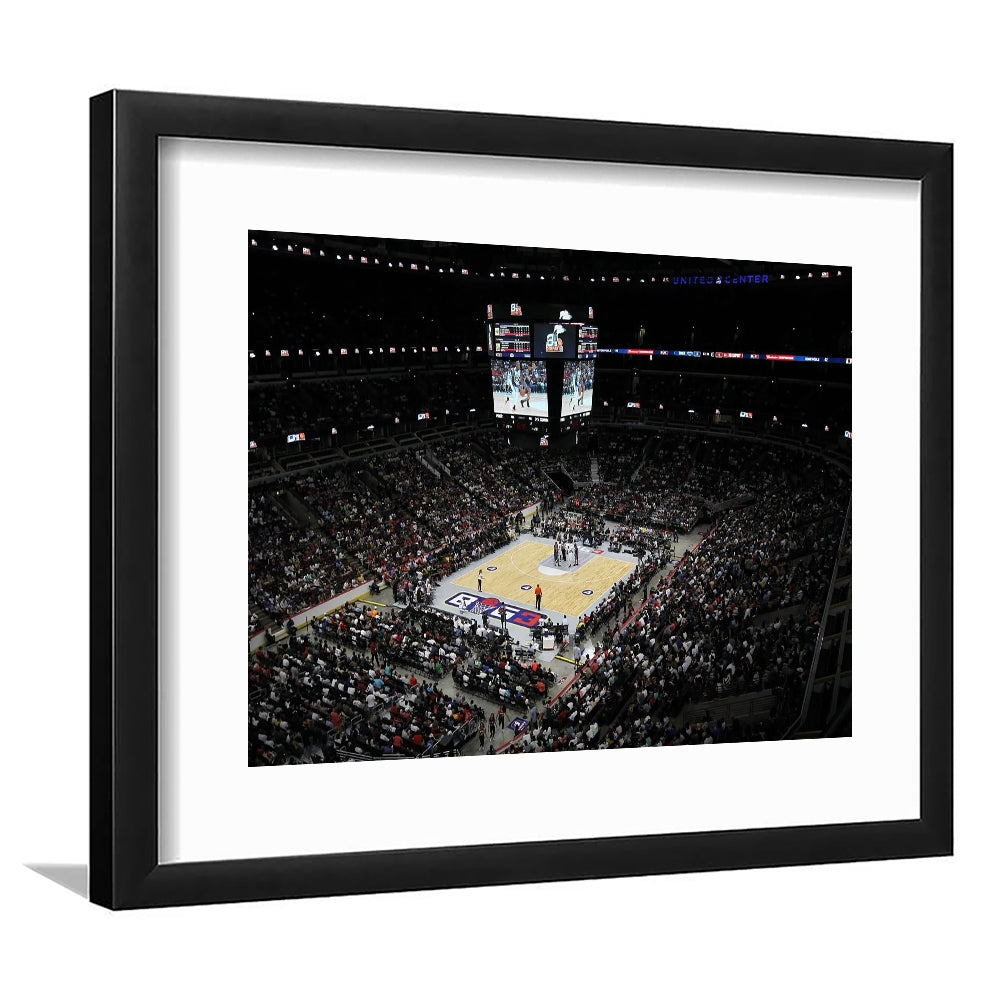 Barclays Center Stadium, Stadium Canvas, Sport Art, Gift for him, White Border Framed Art Print Wall Decor