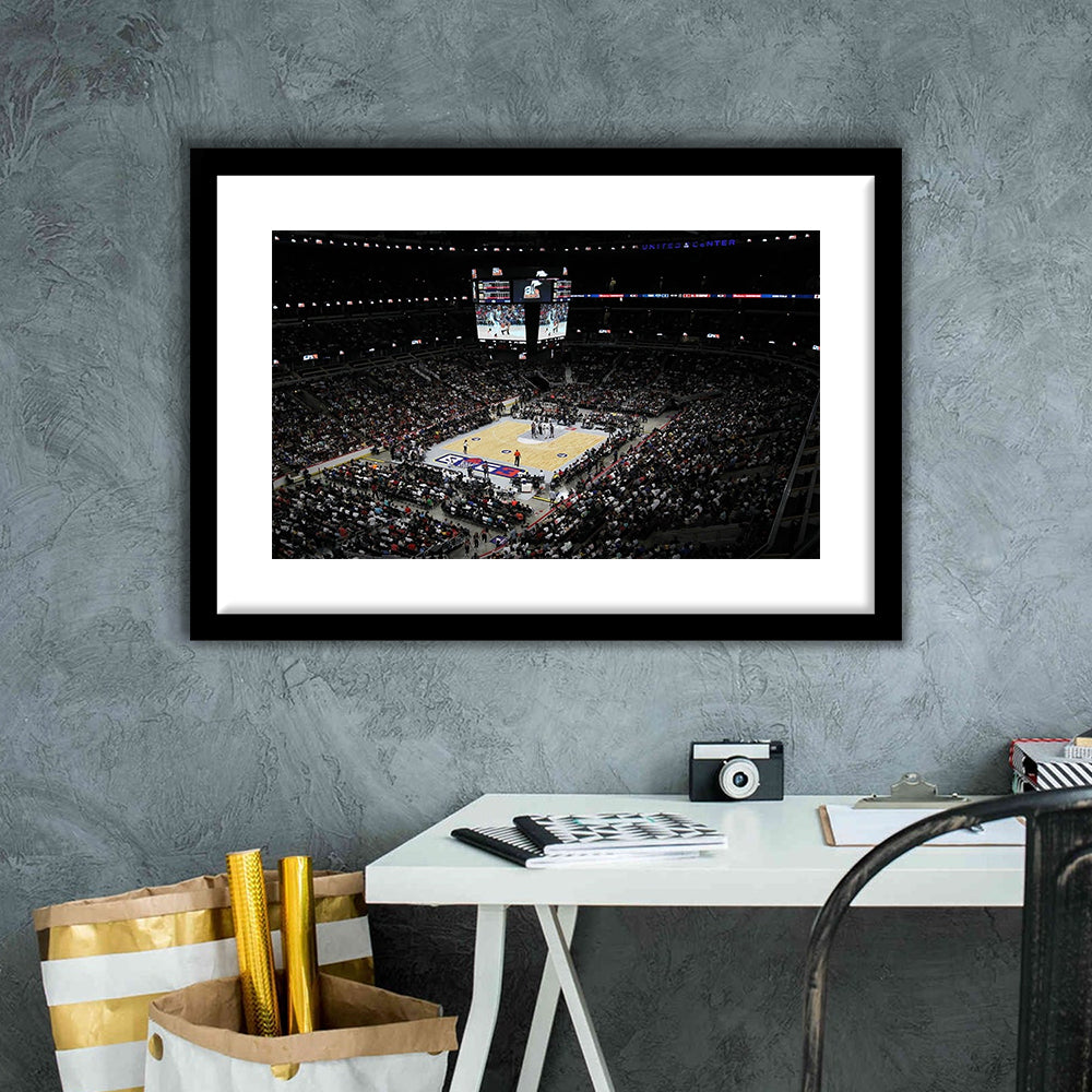 Barclays Center Stadium, Stadium Canvas, Sport Art, Gift for him, White Border Framed Art Print Wall Decor