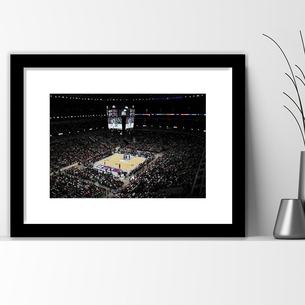Barclays Center Stadium, Stadium Canvas, Sport Art, Gift for him, White Border Framed Art Print Wall Decor