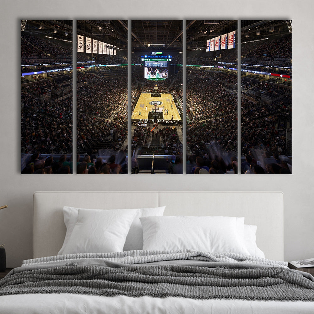 Barclays Sports Center, Stadium Canvas, Sport Art, 5 Panel B, Extra Large Canvas, Canvas Print Wall Art
