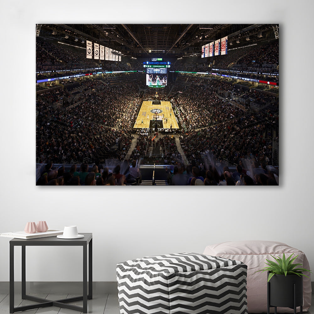Barclays Sports Center, Stadium Canvas, Sport Art, Gift for him, Man Cave Decor, Art Print, Canvas Print Wall Art