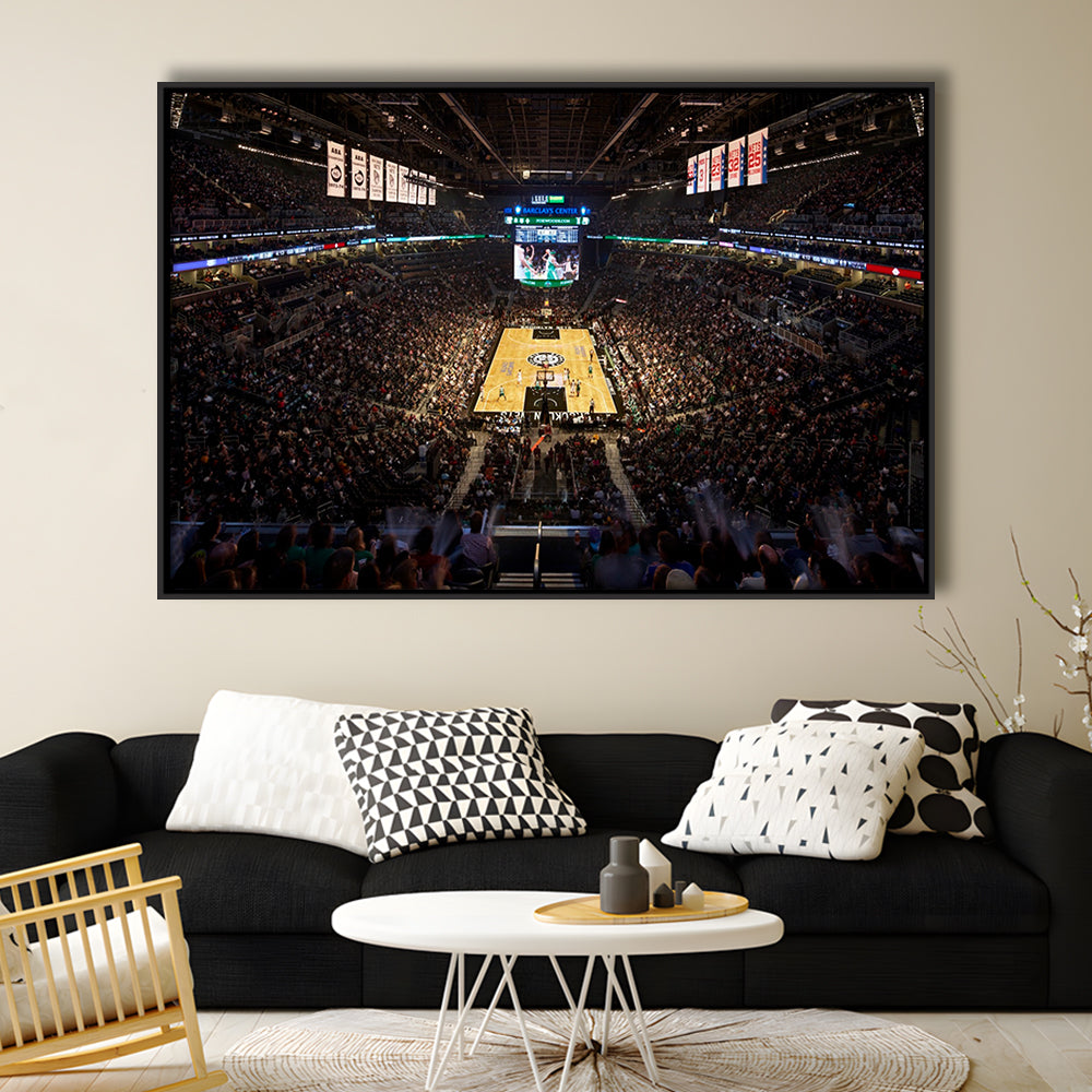 Barclays Sports Center, Stadium Canvas, Sport Art, Framed Canvas Print Wall Art, Floating Frame
