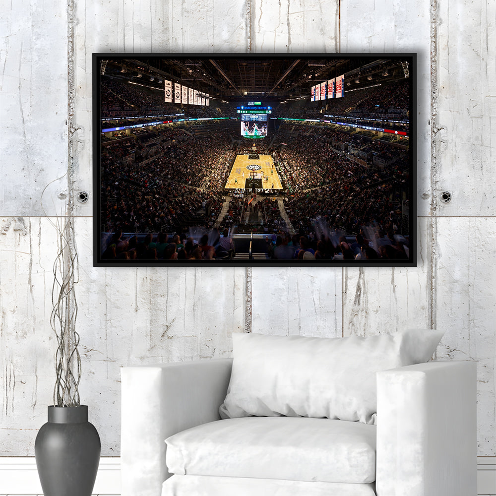 Barclays Sports Center, Stadium Canvas, Sport Art, Framed Canvas Print Wall Art, Floating Frame