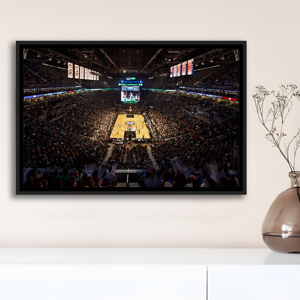 Barclays Sports Center, Stadium Canvas, Sport Art, Framed Canvas Print Wall Art, Floating Frame