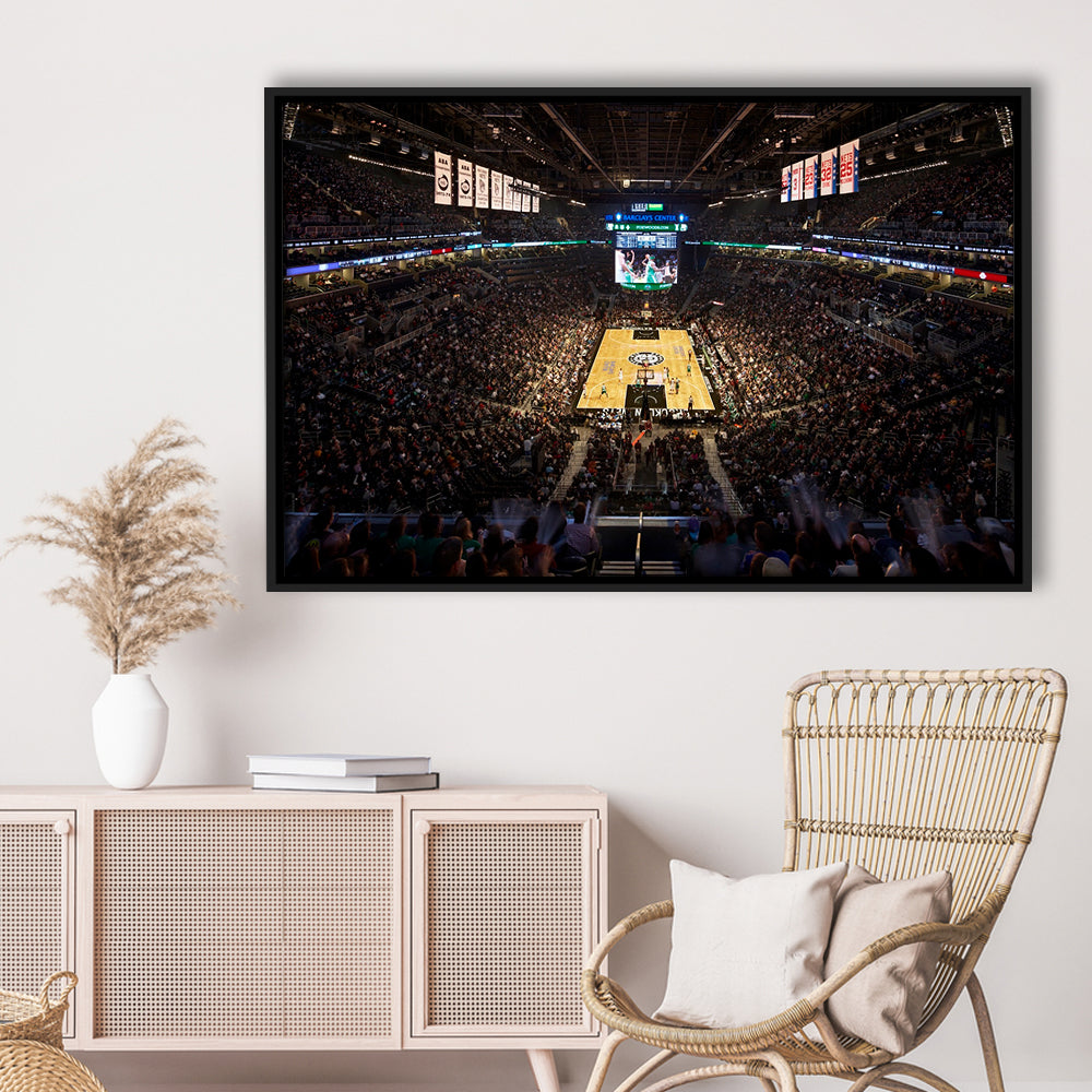 Barclays Sports Center, Stadium Canvas, Sport Art, Framed Canvas Print Wall Art, Floating Frame