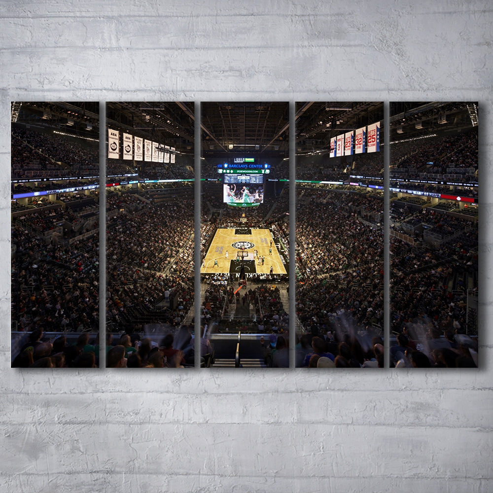 Barclays Sports Center, Stadium Canvas, Sport Art, 5 Panel B, Extra Large Canvas, Canvas Print Wall Art
