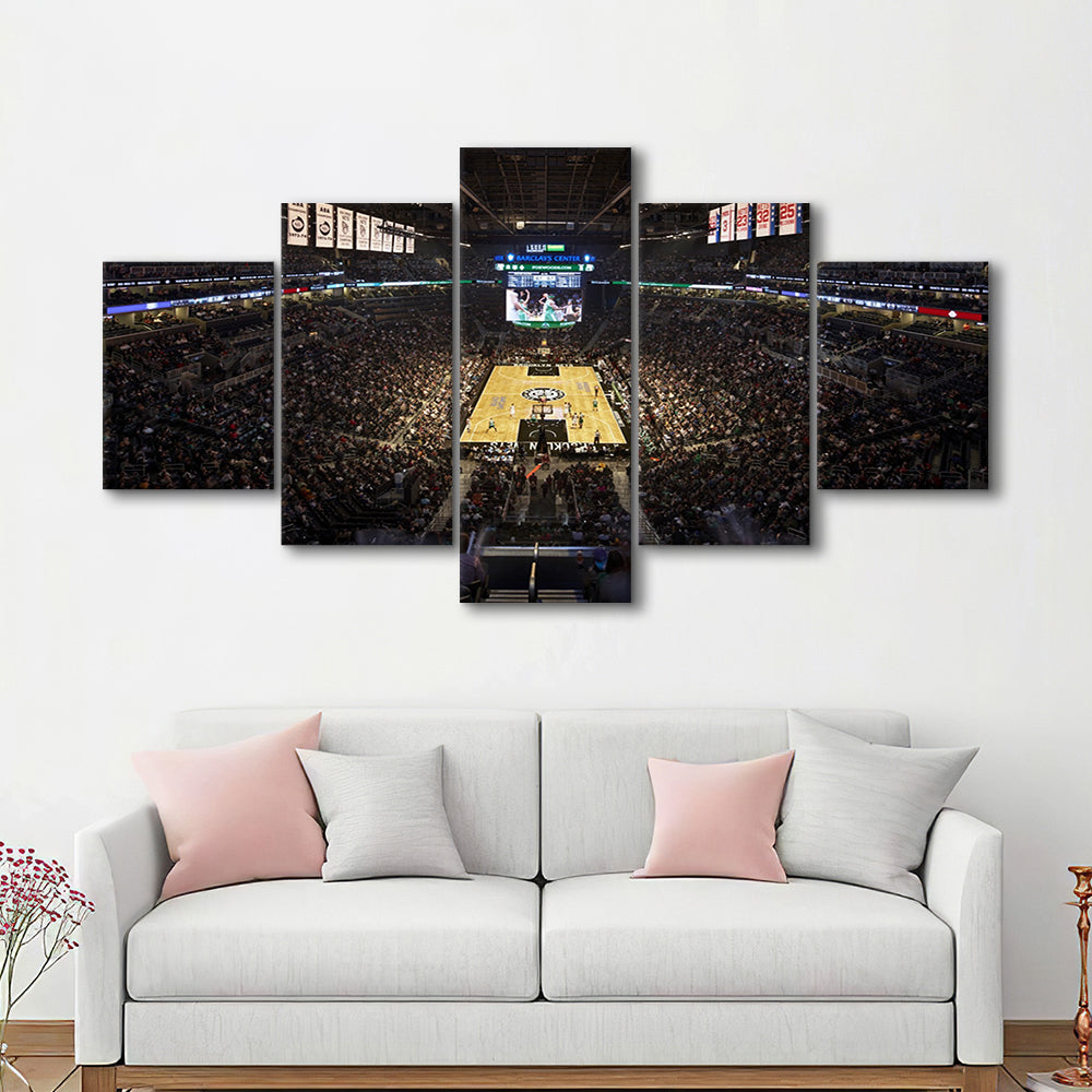 Barclays Sports Center, Stadium Canvas, Sport Art, Gift for him, 5 Panel, Large Canvas, Canvas Print Wall Art