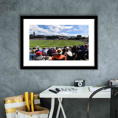 Basin Reserve, Stadium Canvas, Sport Art, Gift for him, White Border Framed Art Print Wall Decor
