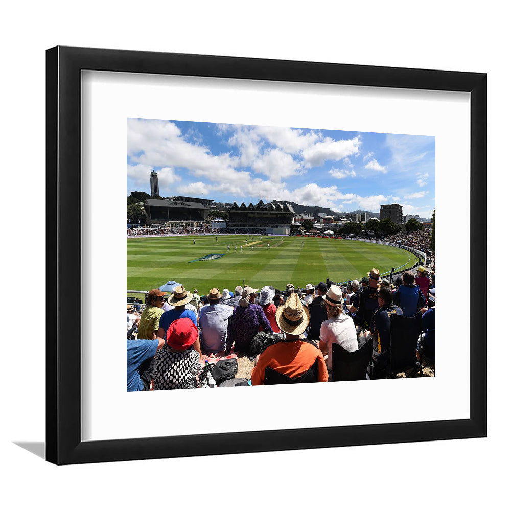 Basin Reserve, Stadium Canvas, Sport Art, Gift for him, White Border Framed Art Print Wall Decor
